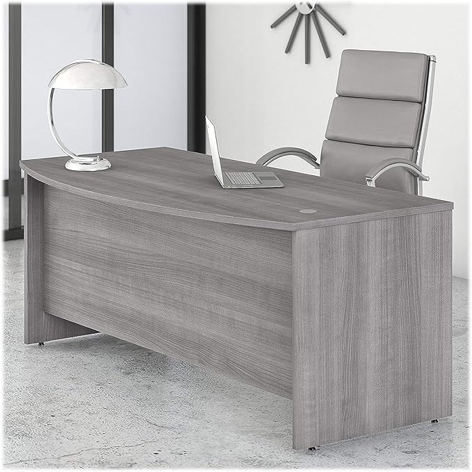 Bush Business Furniture Studio C 72W x 36D Bow Front Desk in Platinum Gray
