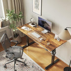 Agilestic Electric Standing Desk, Large 60 x 24 Inches Height Adjustable Desk, Sit Stand up for Work Office Home, Ergonomic Rising Computer Table with Memory Preset, Rustic Brown