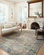 Loloi Margot Collection MAT-02 Terracotta/Lagoon 2'-6" x 9'-6" Runner Rug feat. CloudPile, No-Shed Easy Clean Large Patterned Area Rug for Living Room, Bedroom, Dining Area