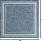 Unique Loom Outdoor Border Collection Area Rug - Soft Border (7' 10" Square, Blue/ Ivory)
