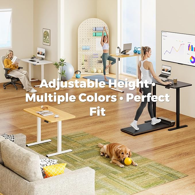 One-Piece Standing Desk 47 x 24 Inches, Small Adjustable Height Desk， Electric Sit Stand Desks Home Office Computer Workstation, Maple