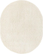 Unique Loom Solid Shag Collection Area Rug (8' x 10' Oval, Snow White)
