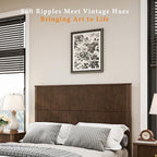 Queen Size Solid Wood Platform Bed Frame, Solid Wood Bed with 63.58" Headboard, Solid Wood Leg/No Box Spring Needed/Noise Free/Brown
