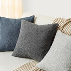 Foindtower Set of 2, Decorative Textured Boucle Throw Pillow Covers Accent Solid Pillow Cases Neutral Soft Cozy Couch Cushion Case for Chair Sofa Bedroom Living Room Home Decor 16 x 16 Inch Dark Grey