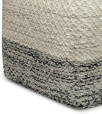 SIMPLIHOME Macie Boho Square Woven Outdoor/ Indoor Pouf in Grey and White Recycled PET Polyester for the Living Room, Bedroom and Kids Room