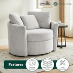 Studio Living® Beckett 48" Storage Chair, Modern Farmhouse, Pocket Coil Comfort, Easy Assembly, Chenille Fabric, Ivory