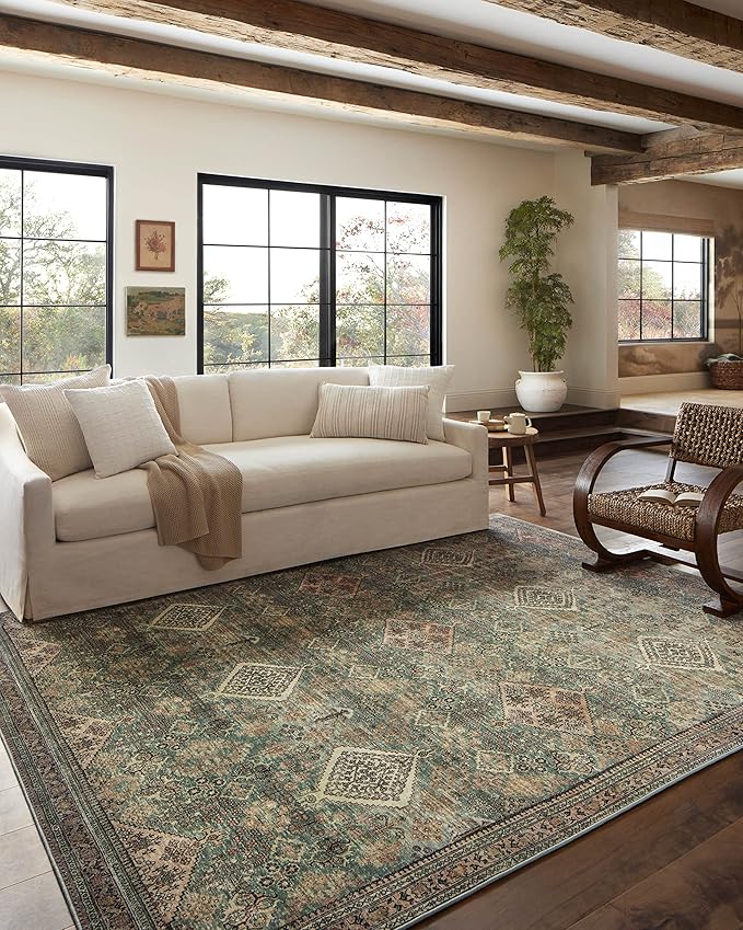 Loloi Magnolia Home by Joanna Gaines Sinclair Collection SIN-03 Turquoise/Multi 2'-3" x 7'-6", .25" Pile Height, Machine Washable, Runner Rug