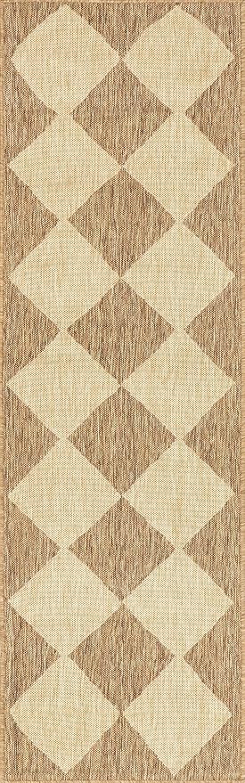nuLOOM Outdoor Performance Collection Sabina Brown/Ivory, 2' x 8', Soft and Cozy, High Traffic, Stain Resistant, Easy Clean, Durable Runner for Indoor/Outdoor Patio, Deck, Porch, Garden, Courtyard