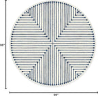 RUGGABLE x Jonathan Adler Machine Washable Modern Area Rug– Inkdrop Slate Blue 8 ft Round, Stain-Resistant, Non-Slip–Large Rugs for Living Room, Bedroom, Hallway, Entryway & Office–with Cushioned Pad