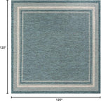 Unique Loom Outdoor Border Collection Area Rug - Soft Border (10' Square Teal/Ivory)