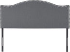 Naomi Home Catalina Queen Headboard – Adjustable Linen Upholstered Tufted Panel with 12 Height Settings, Wall-Mount or Bed Frame Mount, Sturdy Wood Frame, Nailhead Trim – Light Gray
