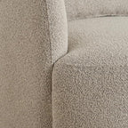 KINWELL 34" Wide Sherpa Swivel Barrel Chair, No Assembly Round Boucle Upholstered Accent Chair Armchair Single Sofa Chair with Toss Pillow for Living Room and Bedroom, Taupe