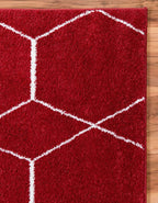 Unique Loom Trellis Frieze Collection Area Rug - Geometric (2' x 8' 8" Runner, Red/ Ivory)