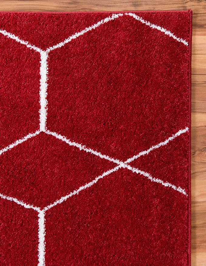 Unique Loom Trellis Frieze Collection Area Rug - Geometric (7' 1" x 10', Red/ Ivory)