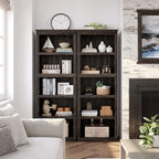 IDEALHOUSE 5 Tier Bookcase, Farmhouse Book Shelf with Storage, Tall Book Case Wooden 5 Shelf Bookcase for Home Office, Living Room, Bed Room(Oak, 67.4" H x 24.6" W x 12.8" D)