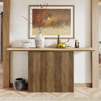 Tribesigns Farmhouse Fluted Console Table for Entryway, 63-Inch Long Wooden Sofa Table Behind Couch for Living Room, Foyer, Hallway, Rustic Brown & Natural