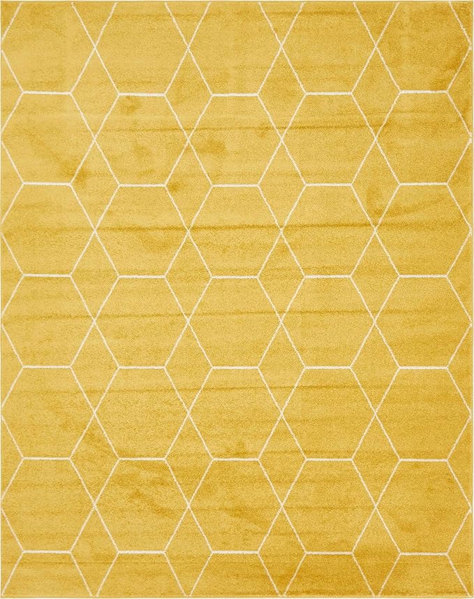 Unique Loom Trellis Frieze Collection Area Rug - Geometric (8' x 10', Yellow/ Ivory)