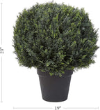 Artificial Cypress Topiary-23Â” Ball Style Faux Plant in Sturdy Pot-Realistic Indoor or Outdoor Potted Shrub-Home Decor by Pure Garden