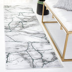 SAFAVIEH Craft Collection Runner Rug - 2'3" x 12', Grey & Green, Modern Abstract Design, Non-Shedding & Easy Care, Ideal for High Traffic Areas in Living Room, Bedroom (CFT877Y)