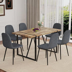 7 Piece Dining Table Set，Dinner Table Set for 6，55'' Kitchen Table and PU Leather Chairs Set of 6，6 Chair Dining Table Set for Kitchen Dining Room