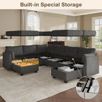 Modular Sectional Sofa Couches, Large Convertible Modular Couches With Storage, 8-Seater Sectional Sofa For Living Room, U Shaped Sectional Couch Sleeper Sofa With Chaise (DarkGrey, 8 Seats)
