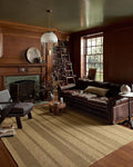 Loloi Leanne Ford Weatherstaff Collection WTS-03 Natural/Olive 3'-6" x 5'-6" Accent Rug Jute, Striped, Neutral, Entryway, Mudroom, Bathroom, and Kitchen
