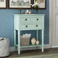 Knocbel Slim Antique Entry Console Table with Drawers & Bottom Open Shelf, Solid Wood Sofa Couch Table for Entryway Hallway Living Room (Mint Green)