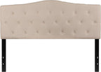 BizChair Tufted Upholstered Queen Size Headboard in Beige Fabric