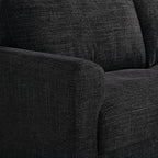 Studio Living® Matthew 75.6" Sofa, Mid-Century Modern, Pocket Coil Comfort, Metal Brushed Bronze Legs, Chenille Fabric, Black