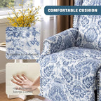 Pia Ricco Swivel Glider Recliner Chairs Set of 2, High Back Rocker Reclining Accent Chair with Smooth Manual Mechanism for Nursery, Comfortable & Quiet Upholstered Armchair Seating-Bule Pattern
