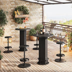 Tribesigns Round Bar Table with Chairs, Industrial Black Bistro Sets with 2 barstools, Small Pub Table with Metal Ring Footrest for Kitchen Nook, Apartment, Small Space