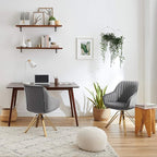 Zouron Mid Century Modern Swivel Accent Chair with Gold Metal Legs, Upholstered Swivel Chair No Wheels, Side Accent Arm Chair Vanity Chair for Small Space Home Office Living Room Bedroom, Grey