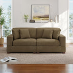 Modular Sectional Couches for Living Room, 82.6" Modern Loveseat 2-Seater Sofa Couch, Upholstered Couches for Living Room Bedroom, Camel