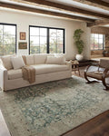 Loloi Magnolia Home by Joanna Gaines Sinclair Collection SIN-05 Jade/Sand 2'-3" x 9'-6", .25" Pile Height, Machine Washable, Runner Rug