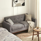 Tbfit Loveseat Sofa, 65" W Mid Century Modern Love Seat Small Loveseat for Bedroom, Button Tufted Upholstered Small Couch Sofa for Living Room, Grey