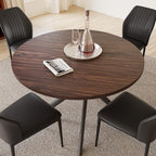 45.3'' Walnut Round Dining Table Set for 4, Mid Century Modern Small Coffee Set for Dining Room Kitchen Apartment (Dark Walnut Table + 4 Black Chairs)