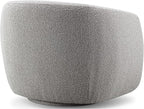 CHERS Aspen Swivel Accent Chair with Wood Accents, Bouclé Upholstered Armchair for Living Room, 360° Swivel Barrel Chair with High-Density Cozy Foam Cushioning, Modern Design, Gray