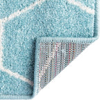 Unique Loom Trellis Frieze Collection Area Rug - Geometric (2' x 6' 1" Runner Light Blue/Ivory)