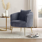 Art Leon Accent Chair Set of 2, Modern Velvet Upholstered Armchairs, Living Room Side Chairs Barrel Chairs with Golden Metal Legs, Gray