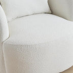 KINWELL 34" Wide Sherpa Swivel Barrel Chairs Set of 2, No Assembly Round Boucle Upholstered Accent Chairs Armchairs Single Sofa Chair with Toss Pillow for Living Room and Bedroom, Beige