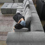 WJShome 183" Oversized Modular Sectional Sofa, U Shaped Couch with Ottoman,Sectional Couches for Living Room,Large Linen Deep Seat with Pillow Couches for Home,Spacious Space,Gray
