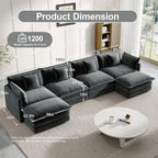 Modular Sectional Sofa, 146.5 Inch U-Shaped Cloud Sofa with Deep Seat Chenille Sofa with Cushions, Four Seater Sectional Sofa for Living Room Apartment,Gray