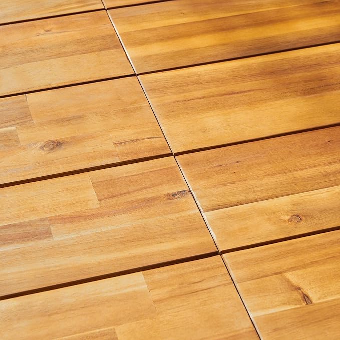 Christopher Knight Home Zak Outdoor 71" Acacia Wood Dining Table, Teak Finish, Black