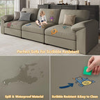 EASE MOOSE Oversized Corner Modular Sectional Sofa with Ottoman, Faux Leather Sectional Sofa with Deep Seat, Scratch Resistant Faux Leather Material, Extra Large L Shaped Couch,Light Grey