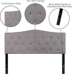 BizChair Arched Button Tufted Queen Size Headboard in Light Gray Fabric