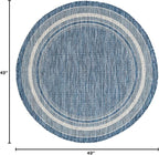 Unique Loom Outdoor Border Collection Area Rug - Soft Border (4' 1" Round, Blue/ Ivory)