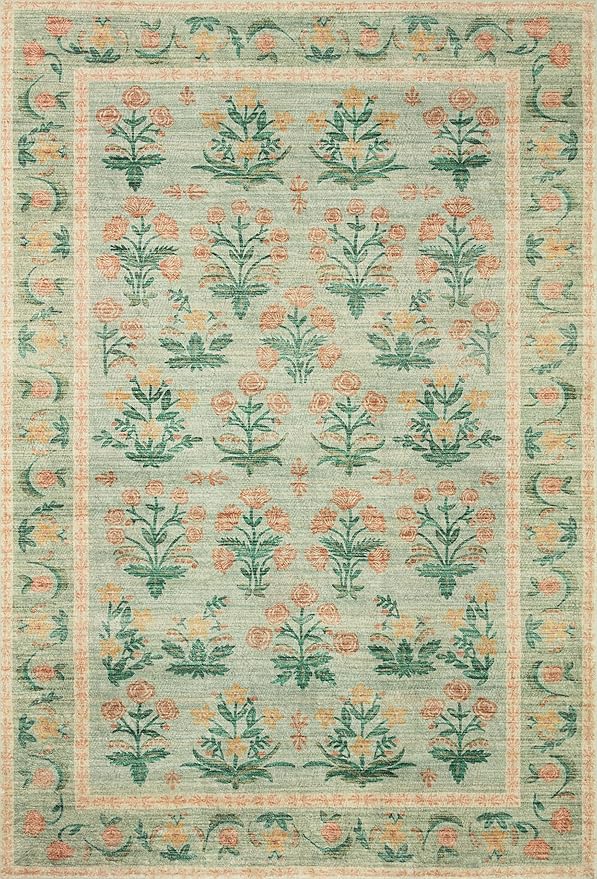 Loloi Rifle Paper Co. Eden Collection EDE-01 Mughal Rose Moss 2'-3" x 3'-9" Accent Rug feat. CloudPile™