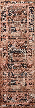 Loloi Layla Collection LAY-14 Mocha/Blush 5'-0" x 7'-6" .13" Thick Area Rug, Soft, Durable, Vintage Inspired, Distressed, Low Pile, Non-Shedding, Easy Clean, Printed, Living Room Rug