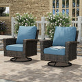 HERA'S HOUSE Outdoor Wicker Swivel Chairs with 5.5" Thick Cushions, 35" High Back Patio Chairs Set of 2, Deck Balcony Backyard Furniture, Navy Blue
