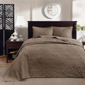 Madison Park Quebec Reversible Damask Design, Double Sided Quilting All Season, Lightweight Coverlet Bedspread Bedding Set, Matching-Shams, Queen(102"x118"), Mocha